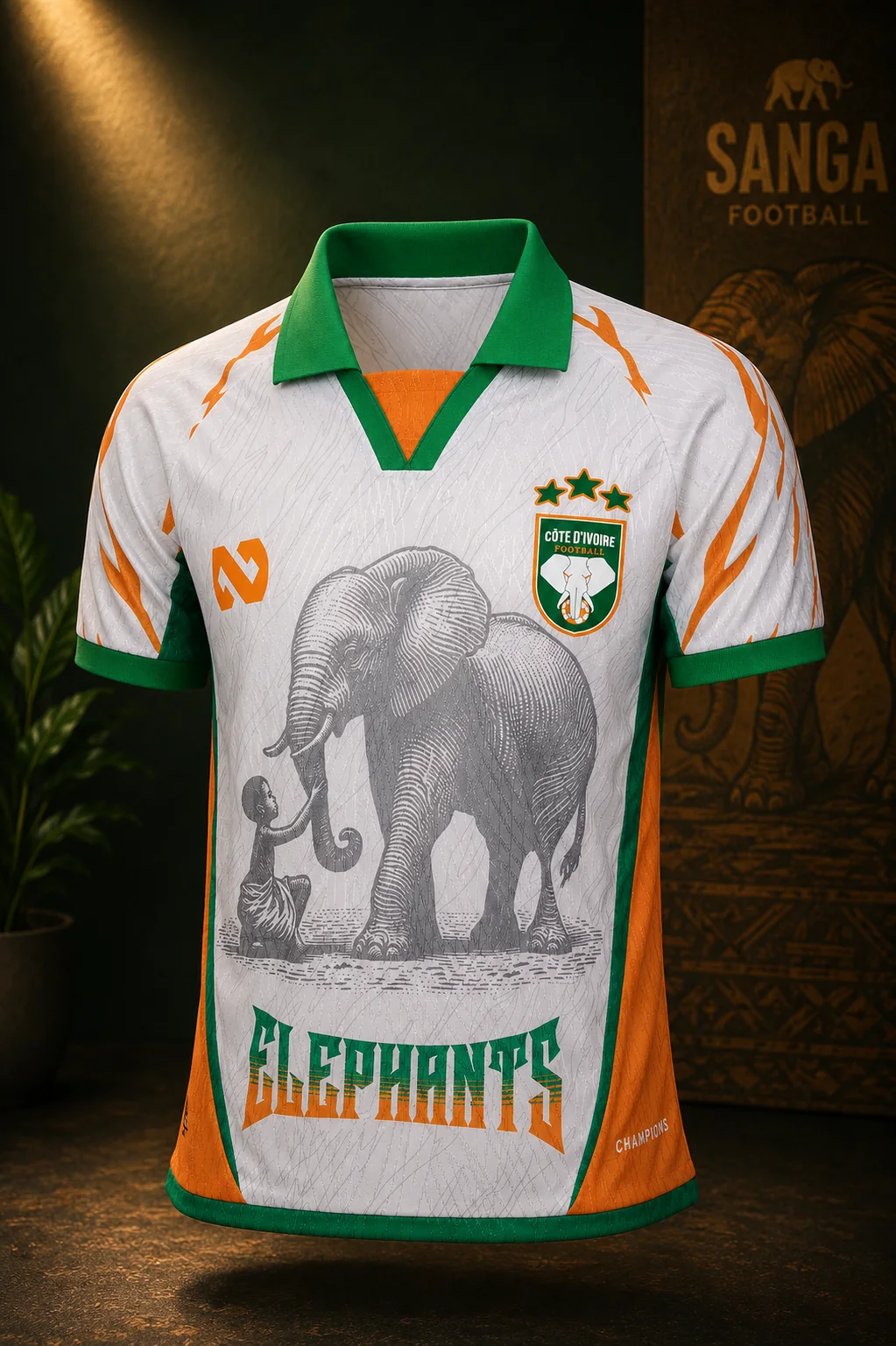 Maillot SANGA Éléphants — Blanc
