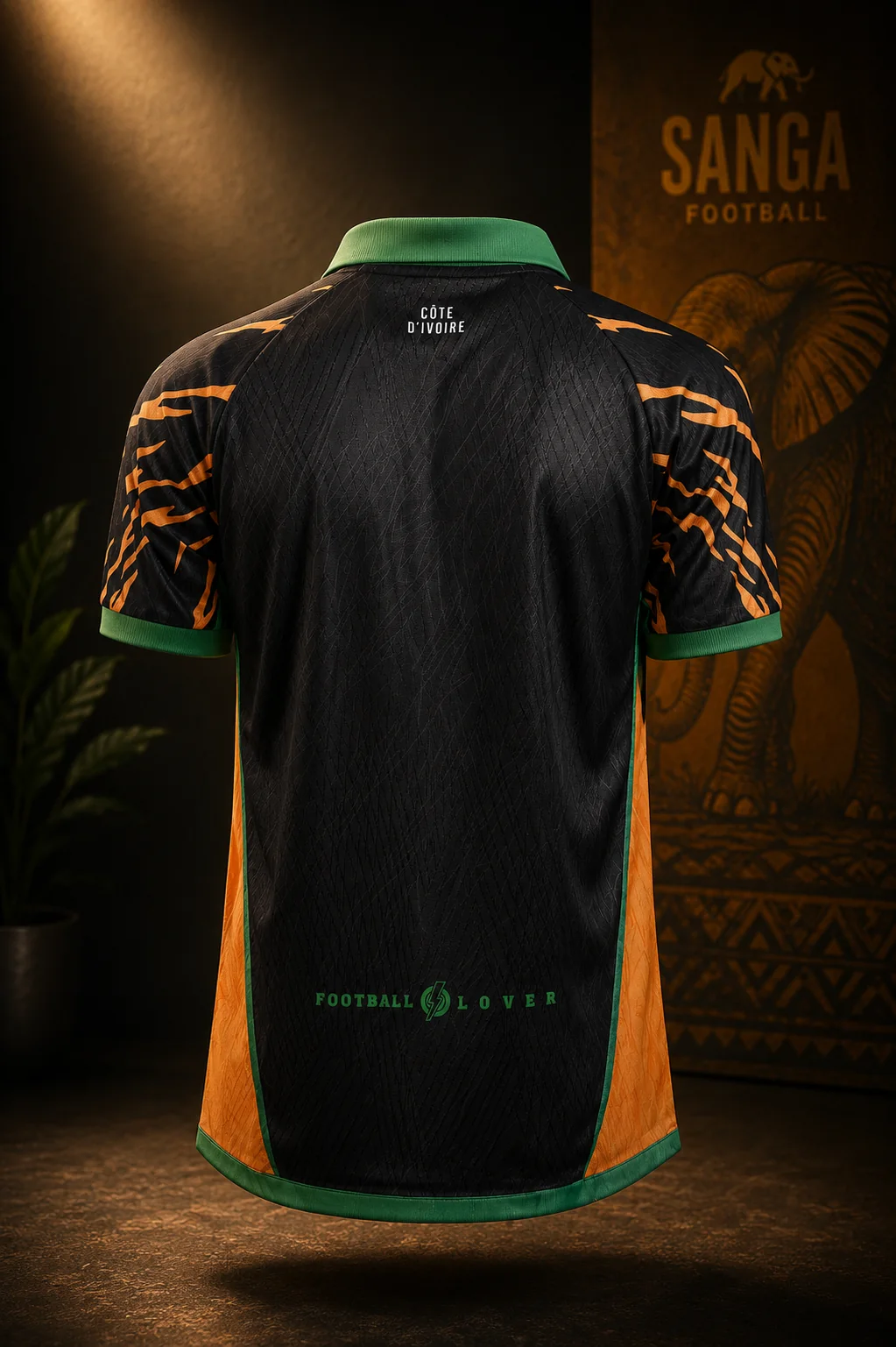 Maillot SANGA Éléphants — Noir, vue de dos